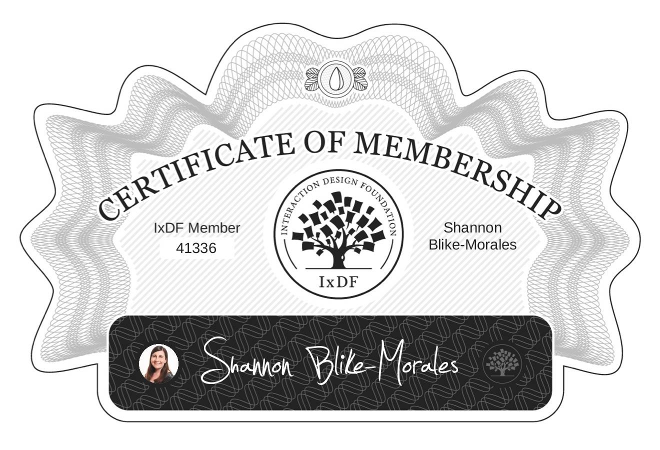 Certificate of Membership – Shannon Blike-Morales
