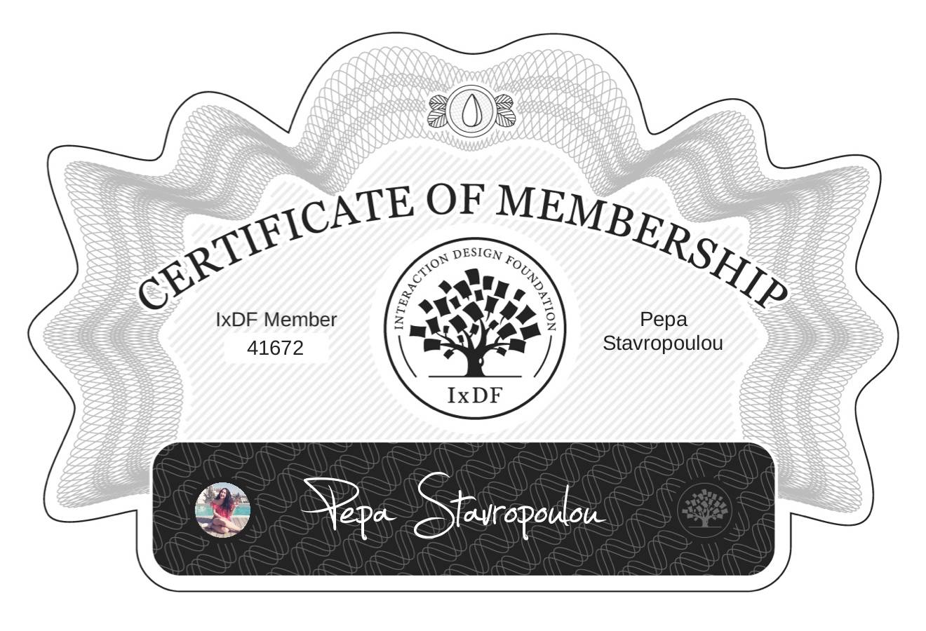 Certificate of Membership – Pepa Stavropoulou
