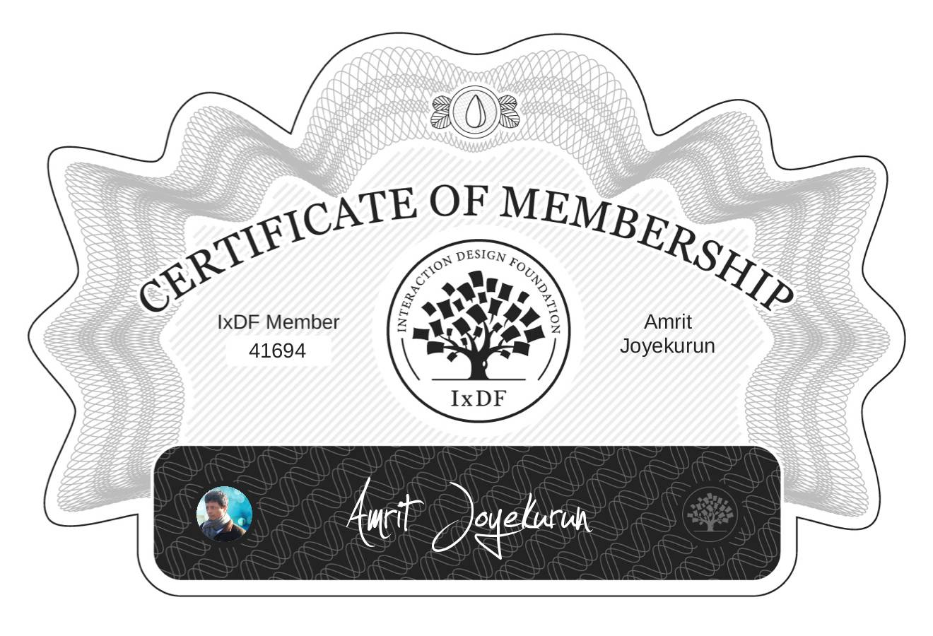 Certificate of Membership – Amrit Joyekurun
