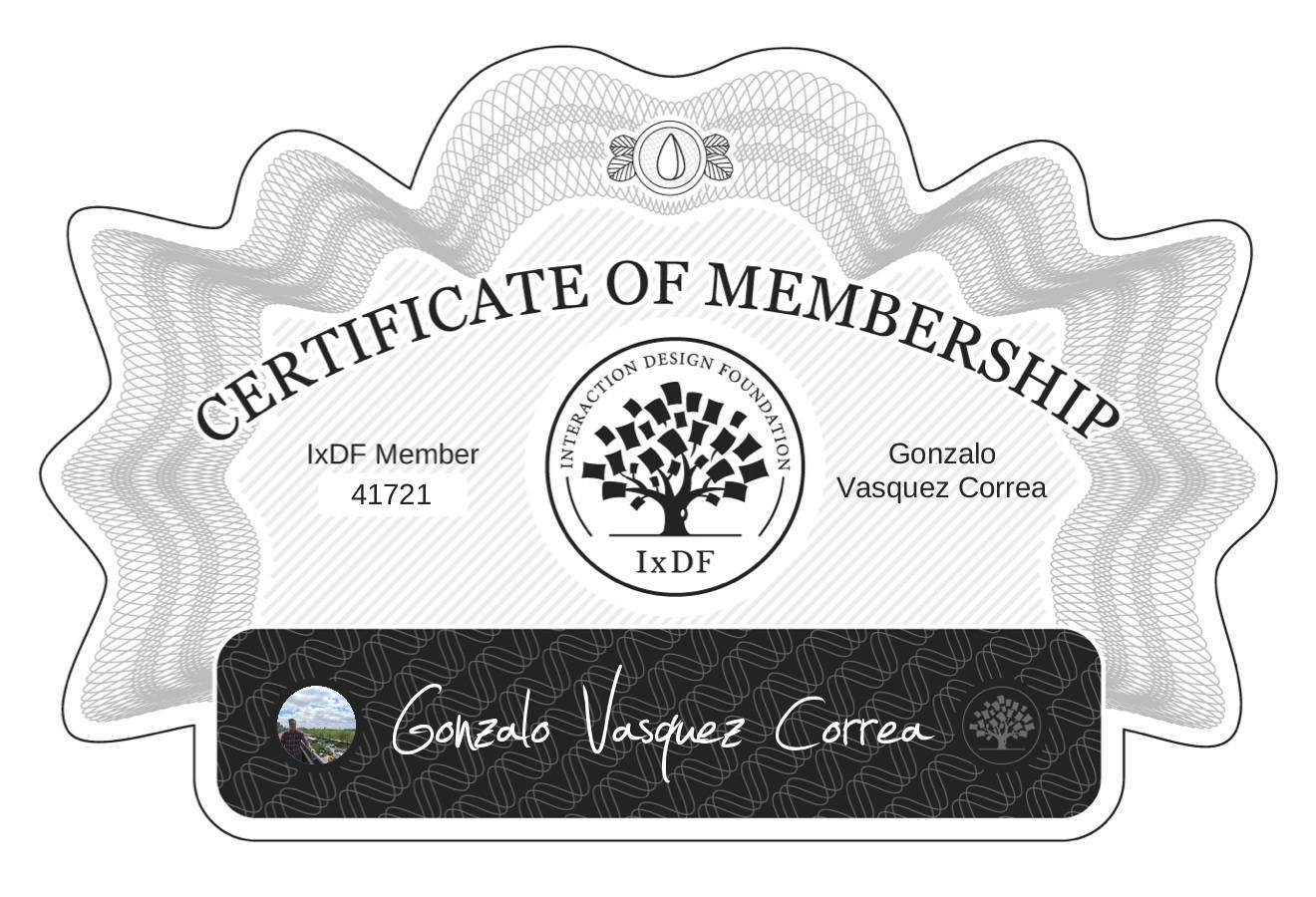 Certificate of Membership – Gonzalo Vasquez Correa