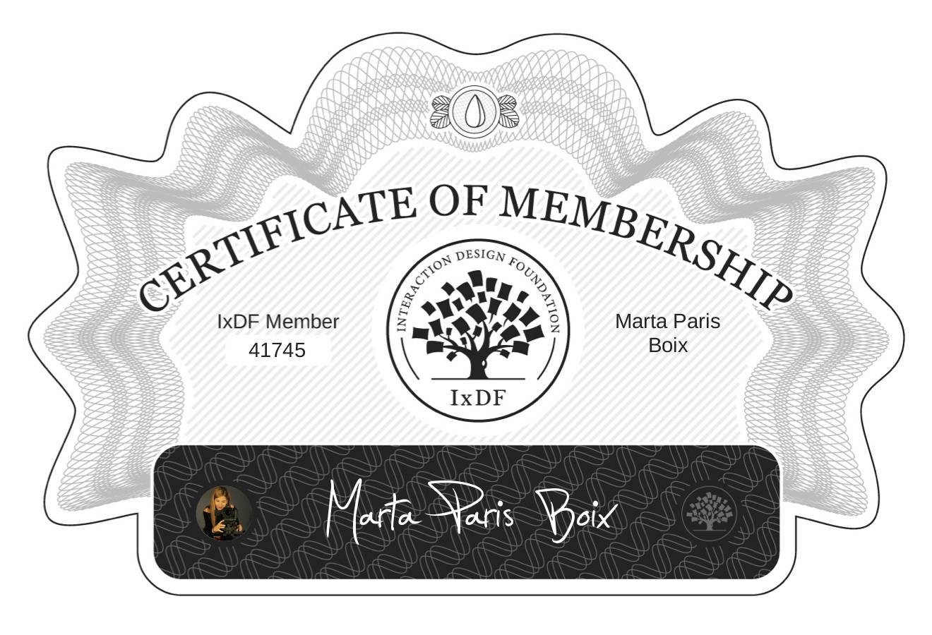 Certificate of Membership – Marta Paris Boix