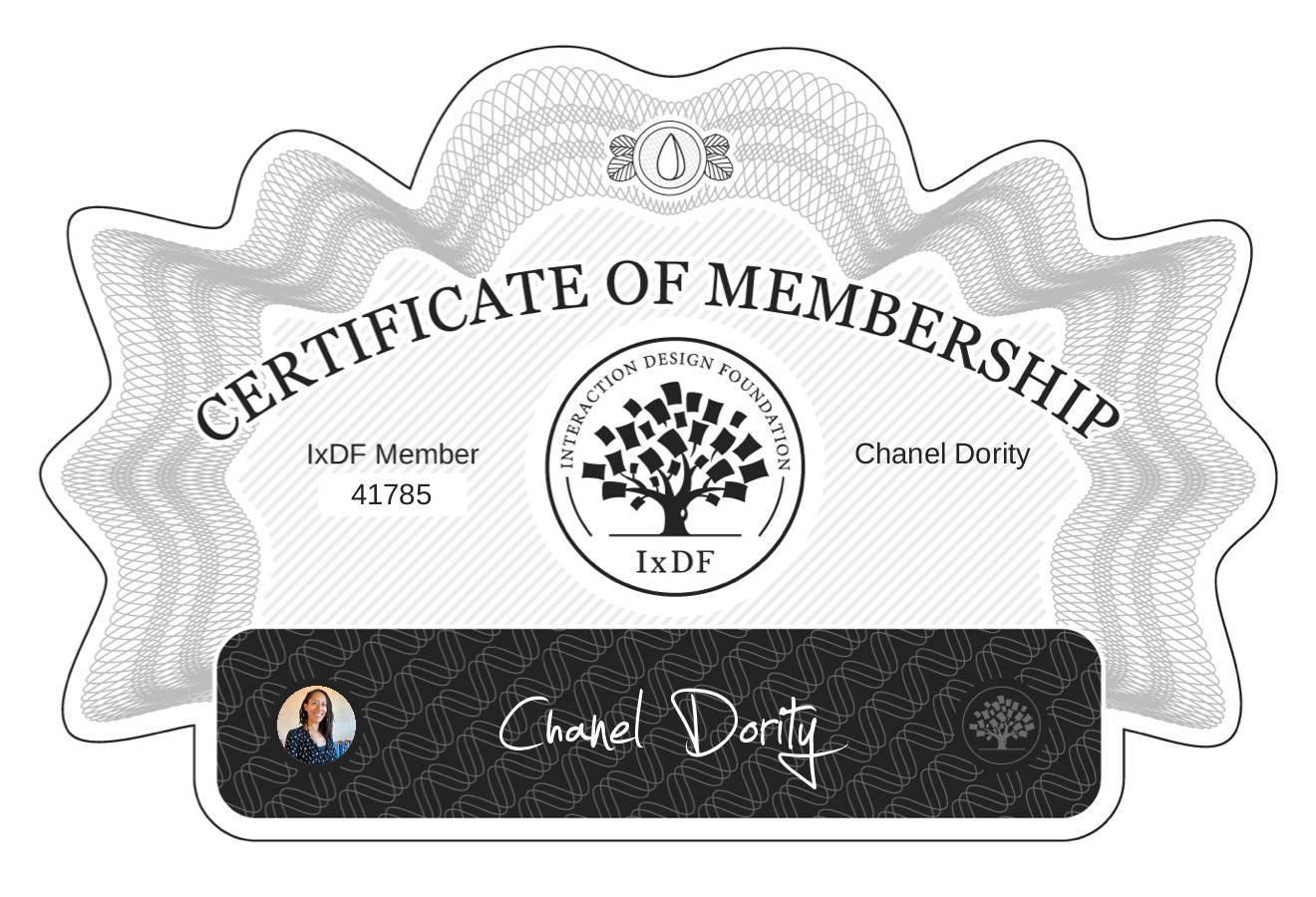Certificate of Membership – Chanel Dority