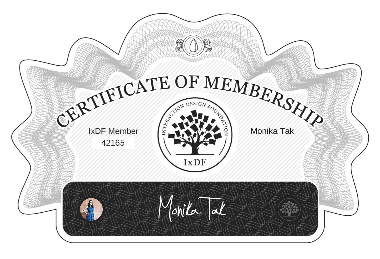 Certificate of Membership – Monika Tak