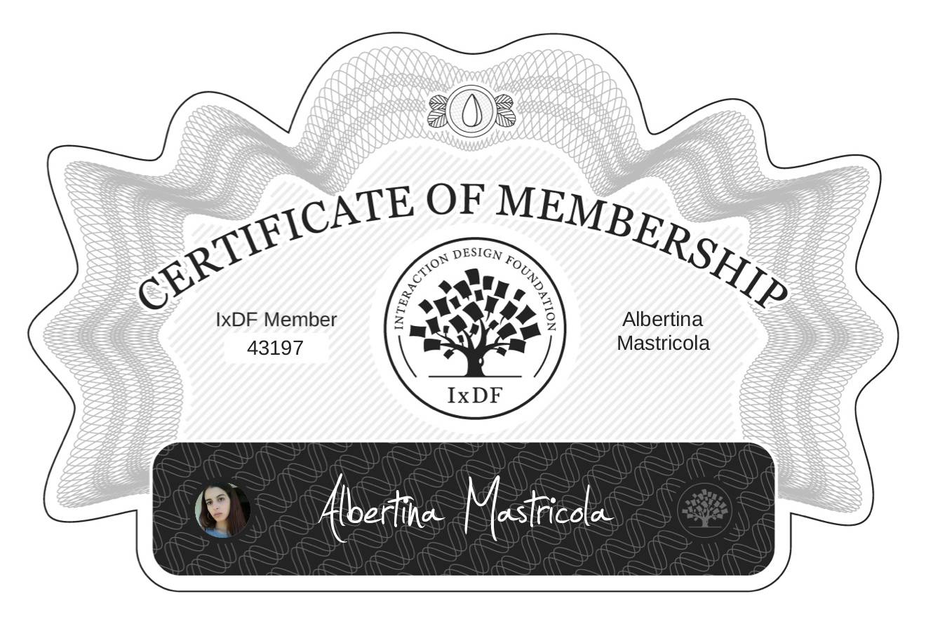 Certificate of Membership – Albertina Mastrícola