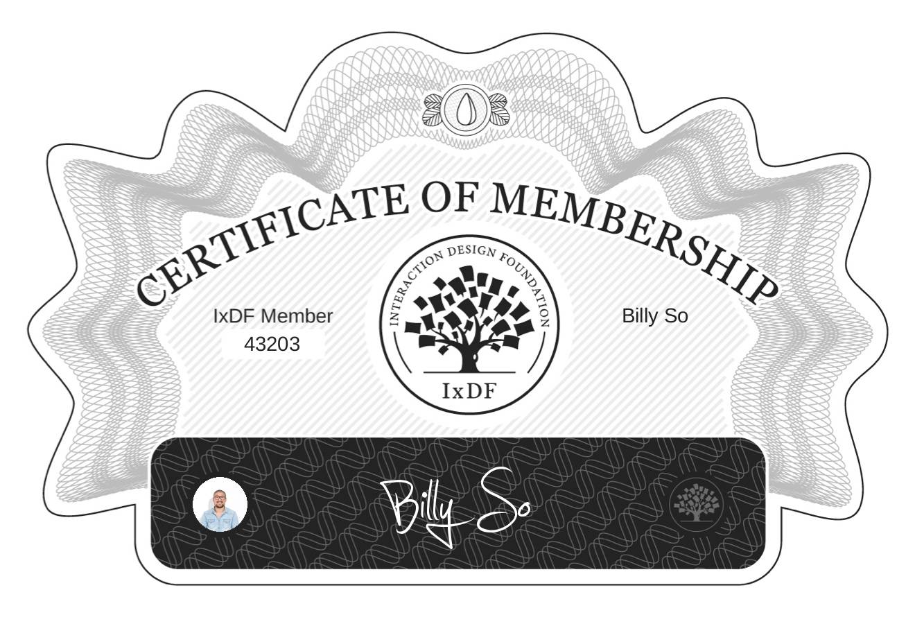 Certificate of Membership – Billy So