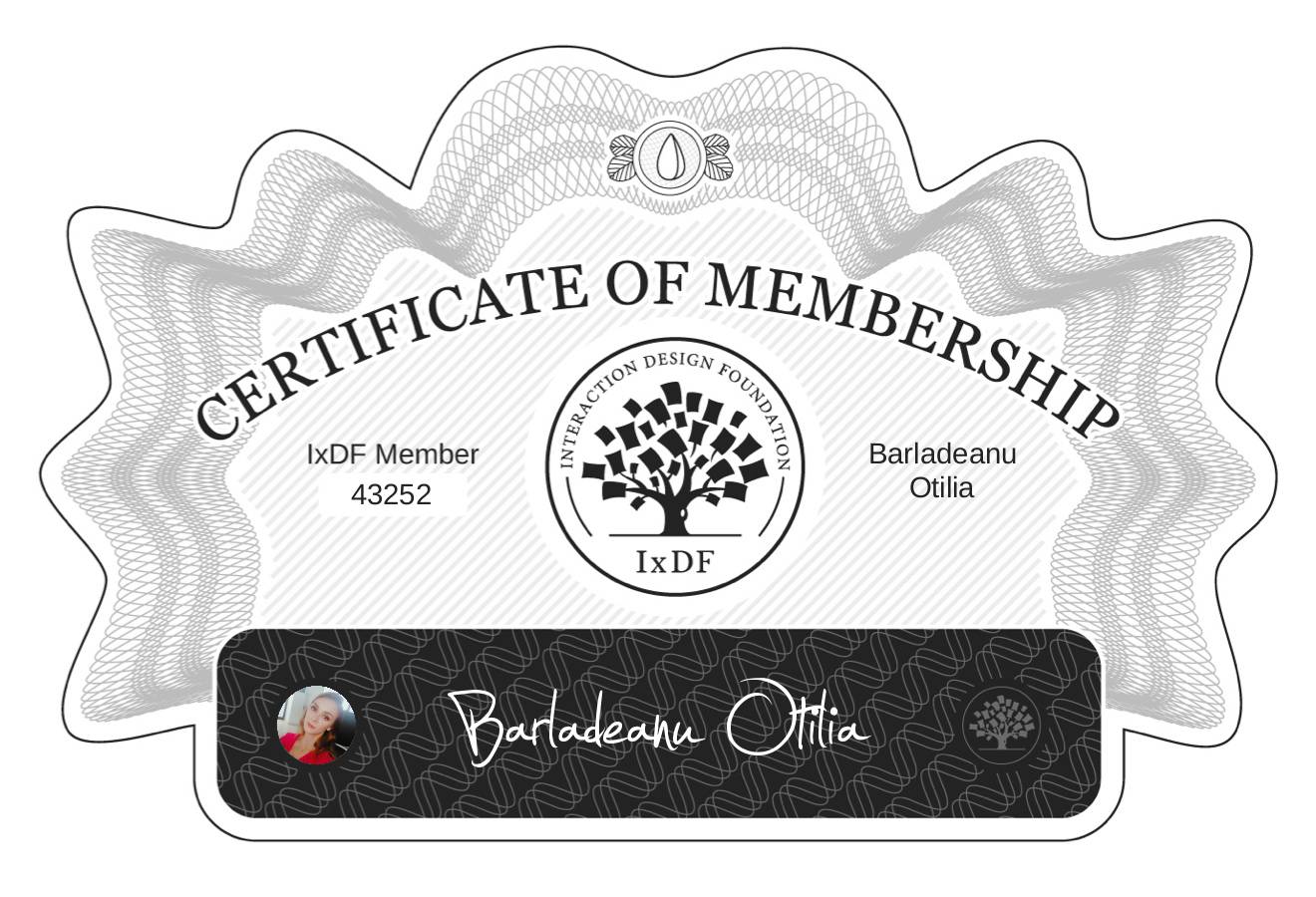 Certificate of Membership – Barladeanu Otilia