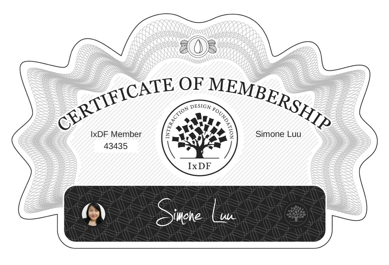 Certificate of Membership – Simone Luu