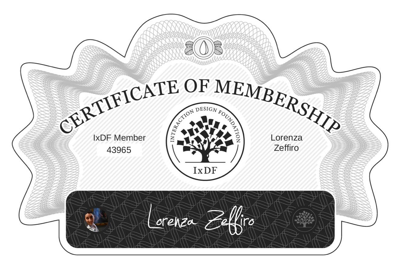 Certificate of Membership – Lorenza Zeffiro