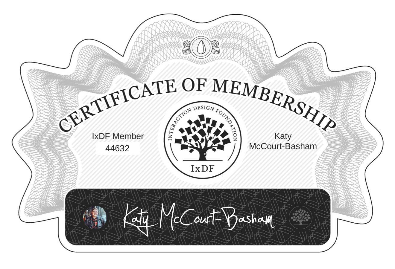 Certificate of Membership – Katy McCourt-Basham