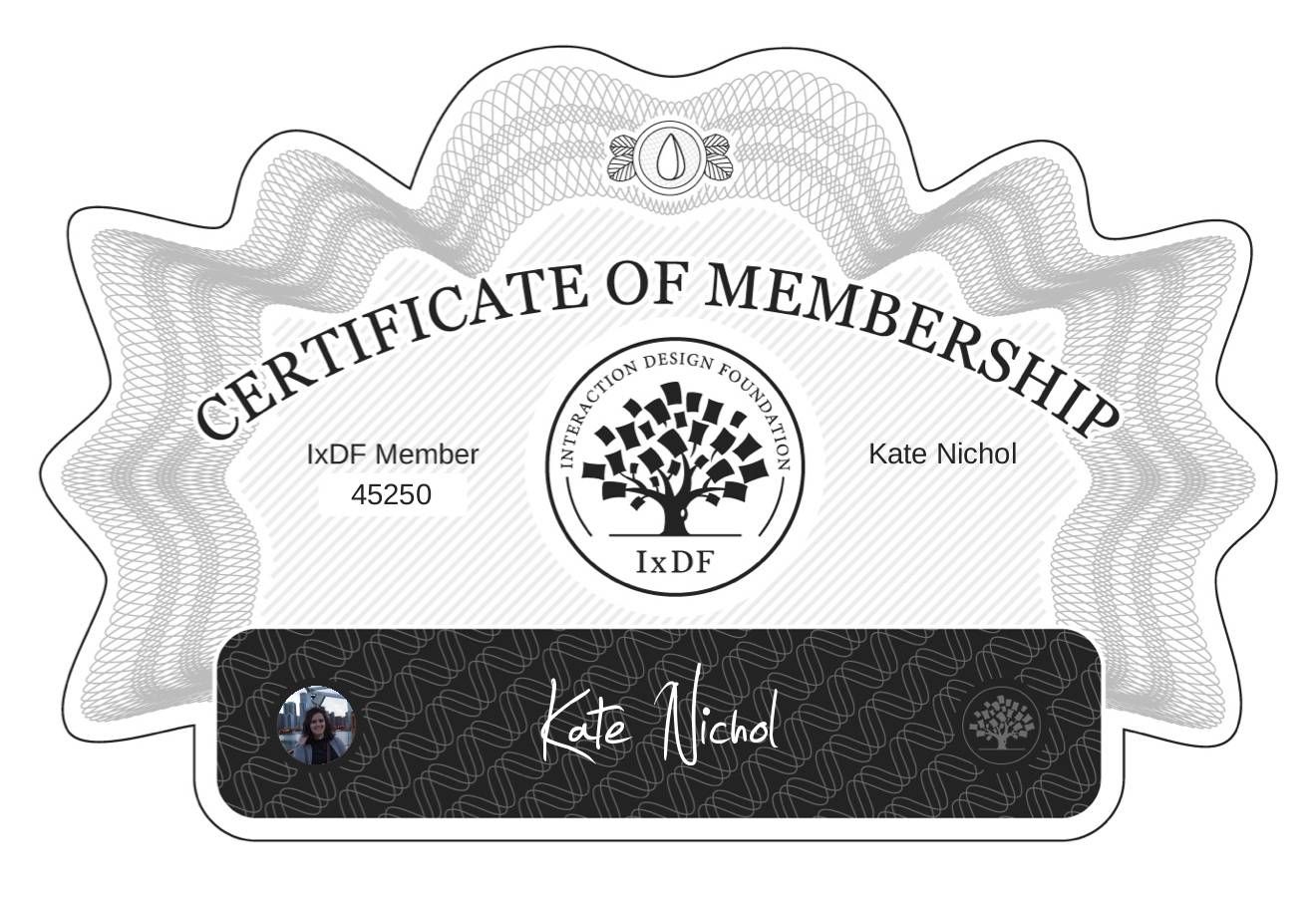 Certificate of Membership – Kate Nichol