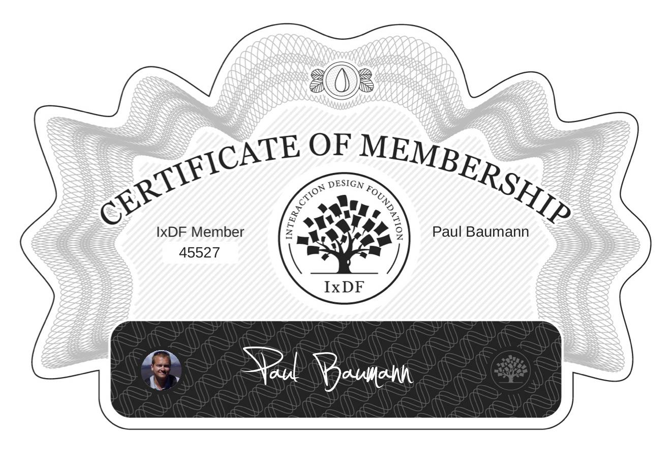 Certificate of Membership – Paul Baumann