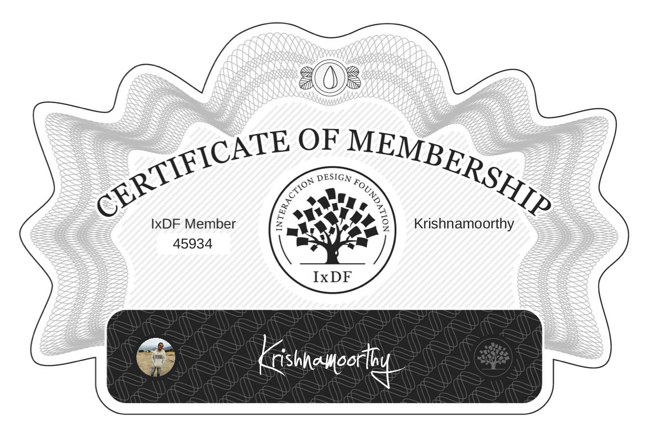 Certificate of Membership – Krishnamoorthy