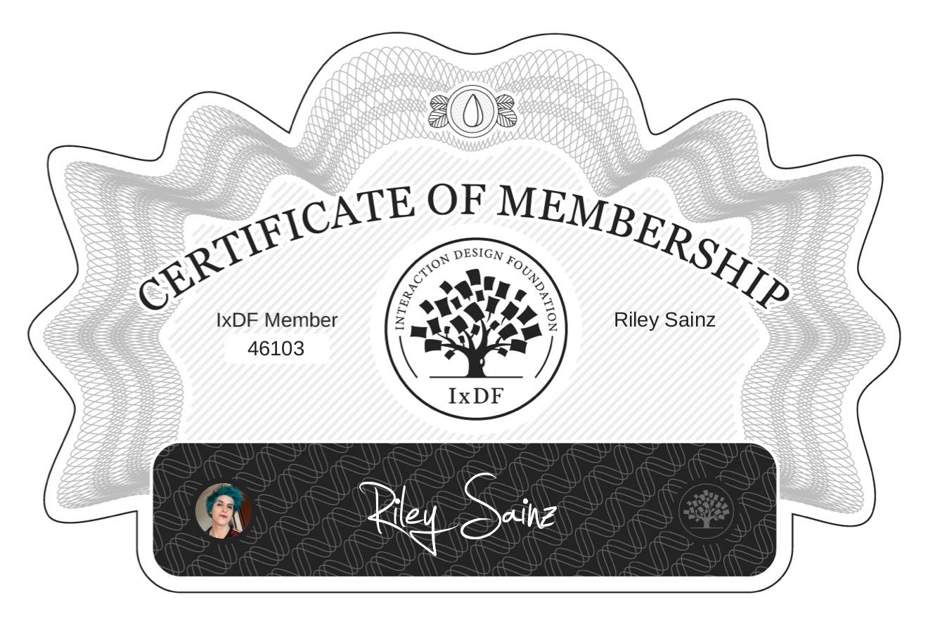 Certificate of Membership – Riley Sainz