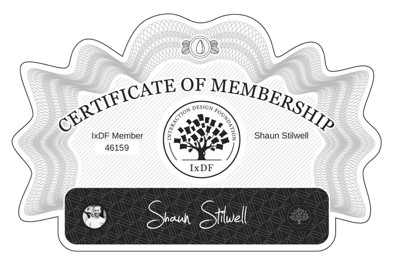 Certificate of Membership – Shaun Stilwell