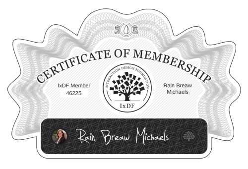 Certificate of Membership – Rain Breaw Michaels