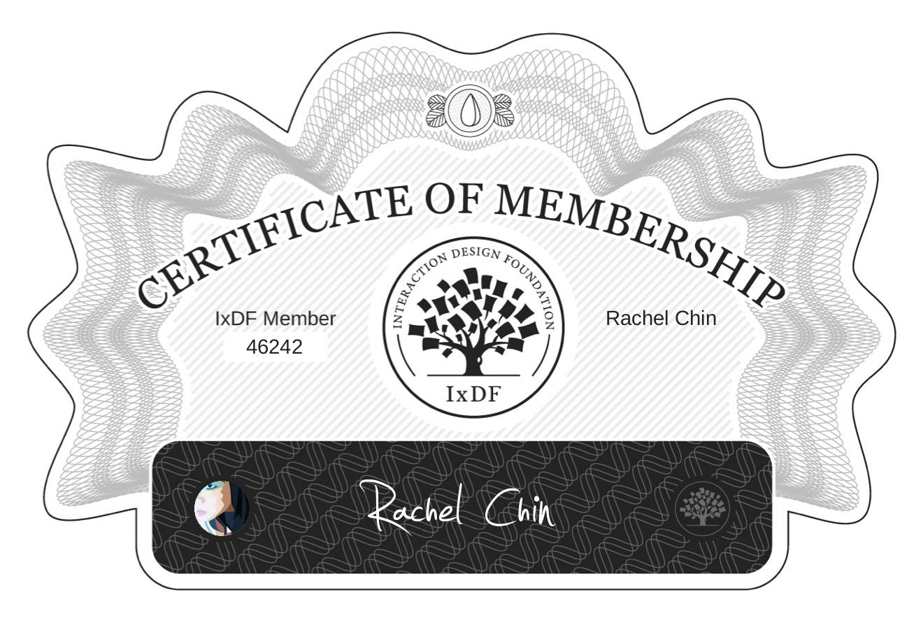 Certificate of Membership – Rachel Chin