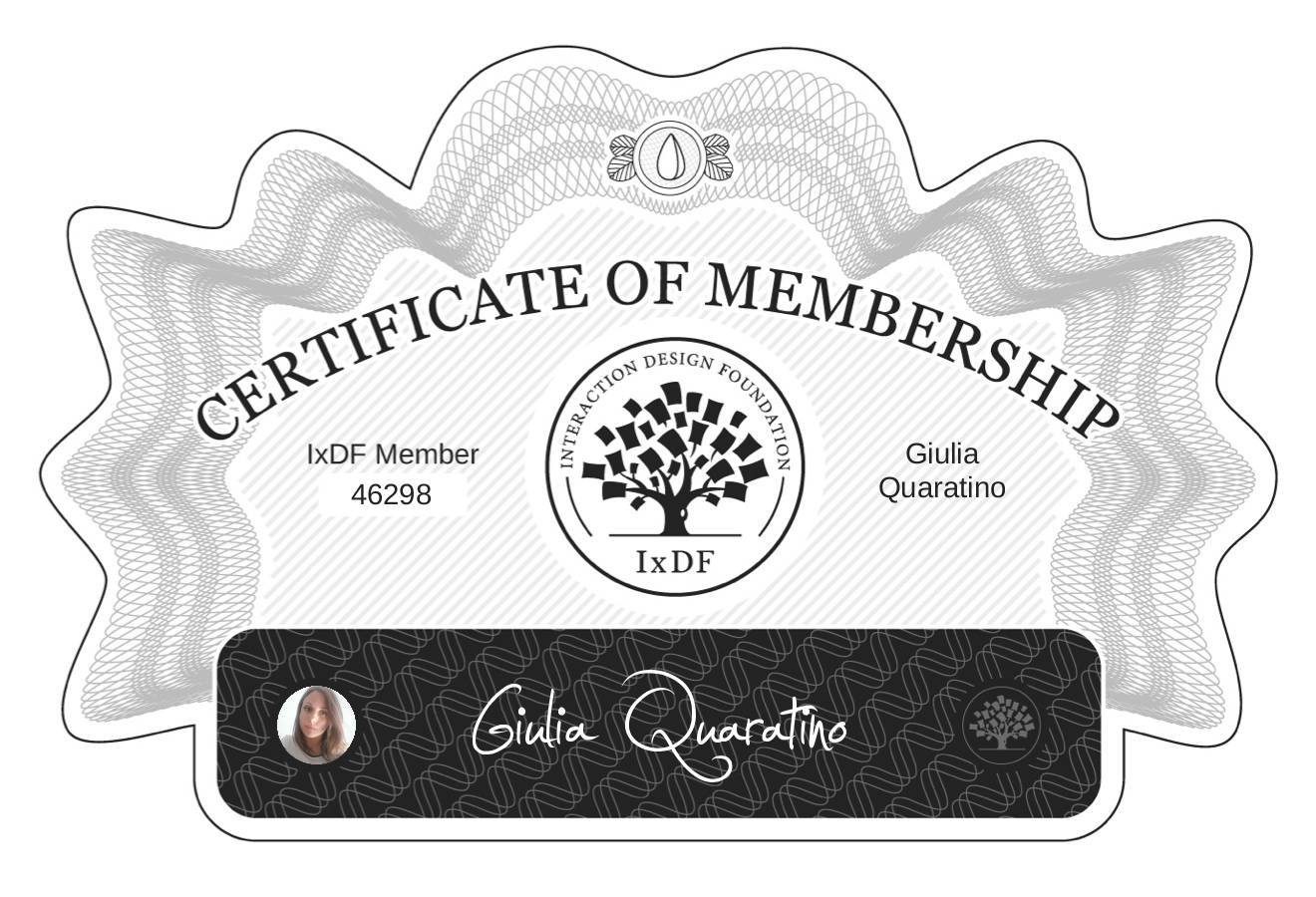 Certificate of Membership – Giulia Quaratino