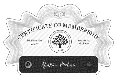 Certificate of Membership – Akanksha Hirokawa