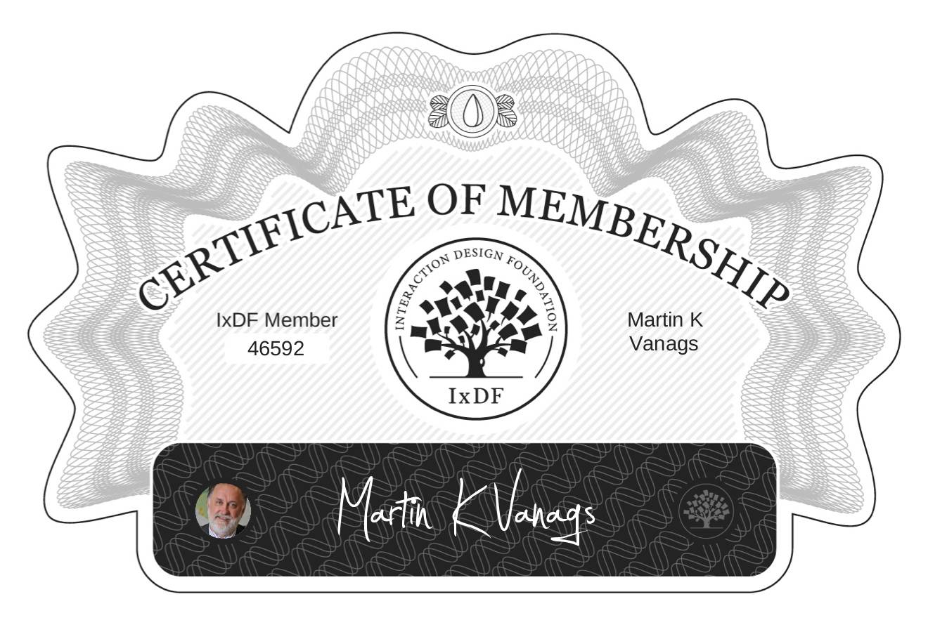 Certificate of Membership – Martin K Vanags