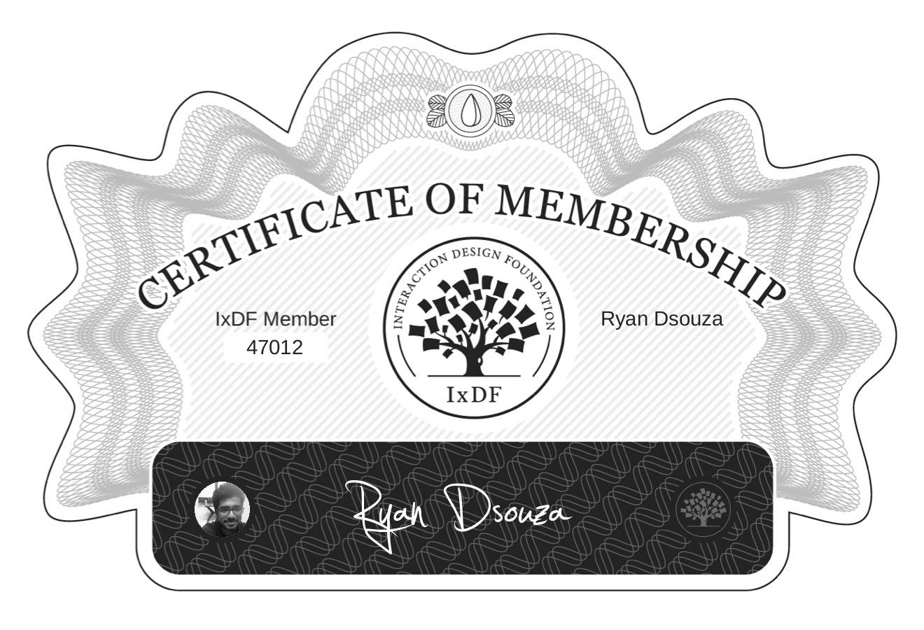 Certificate of Membership – Ryan Dsouza