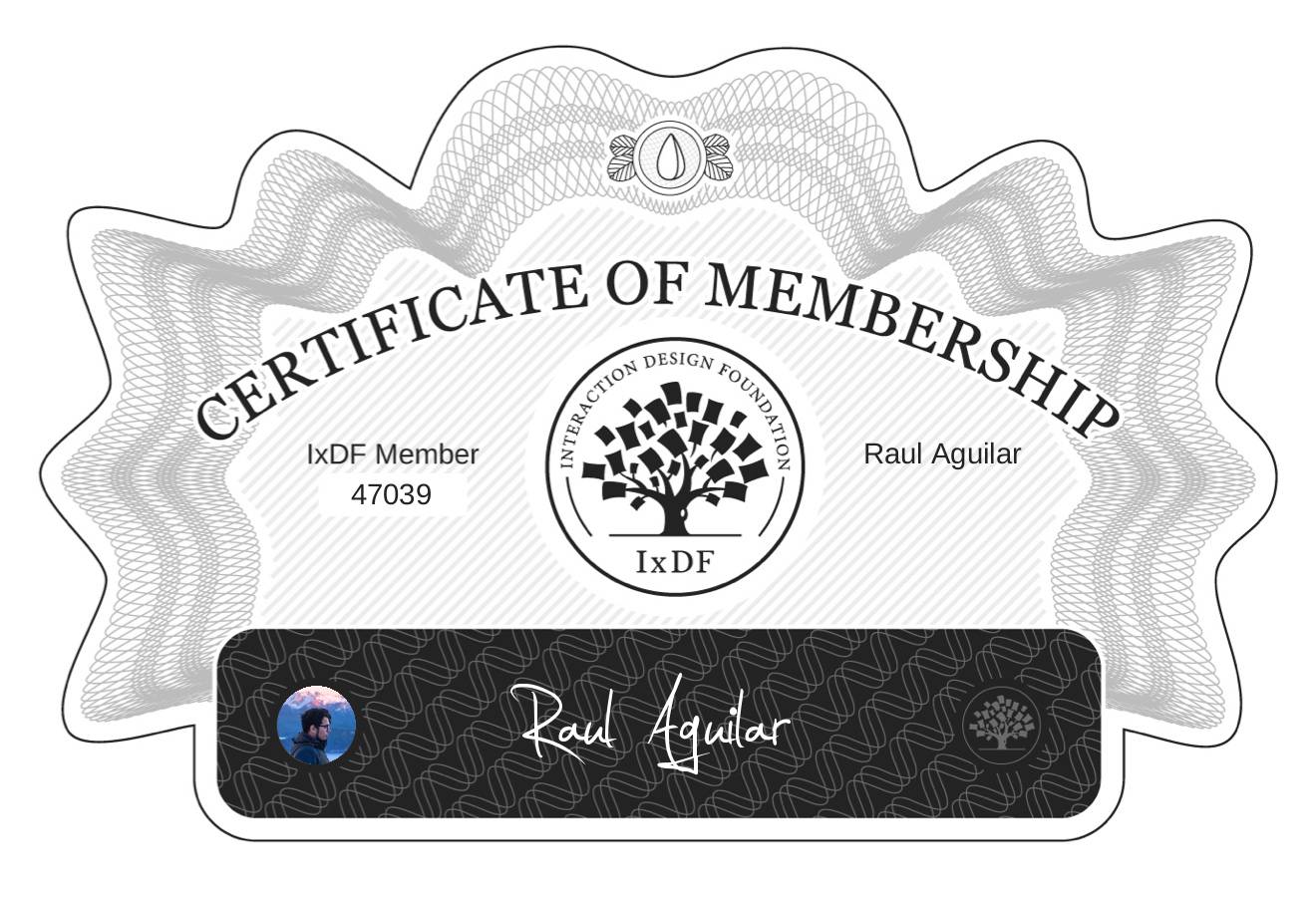 Certificate of Membership – Raúl Aguilar