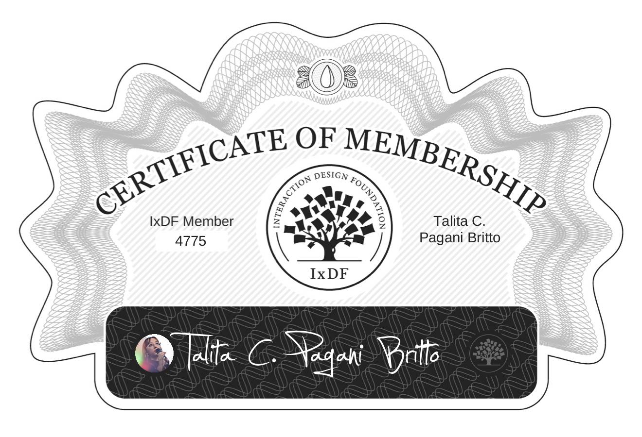 Certificate of Membership – Talita C. Pagani Britto