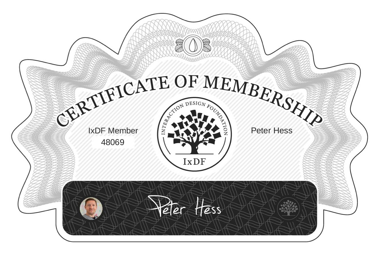 Certificate of Membership – Peter Hess