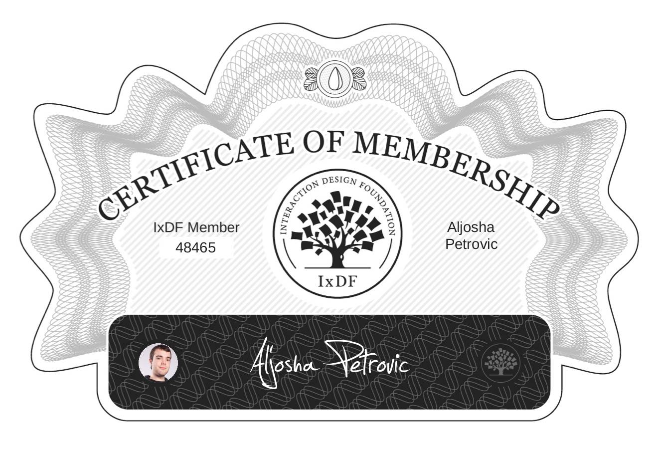 Certificate of Membership – Aljosha Petrovic