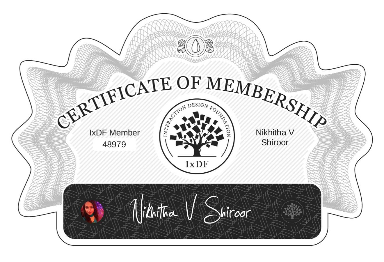 Certificate of Membership – Nikhitha V Shiroor