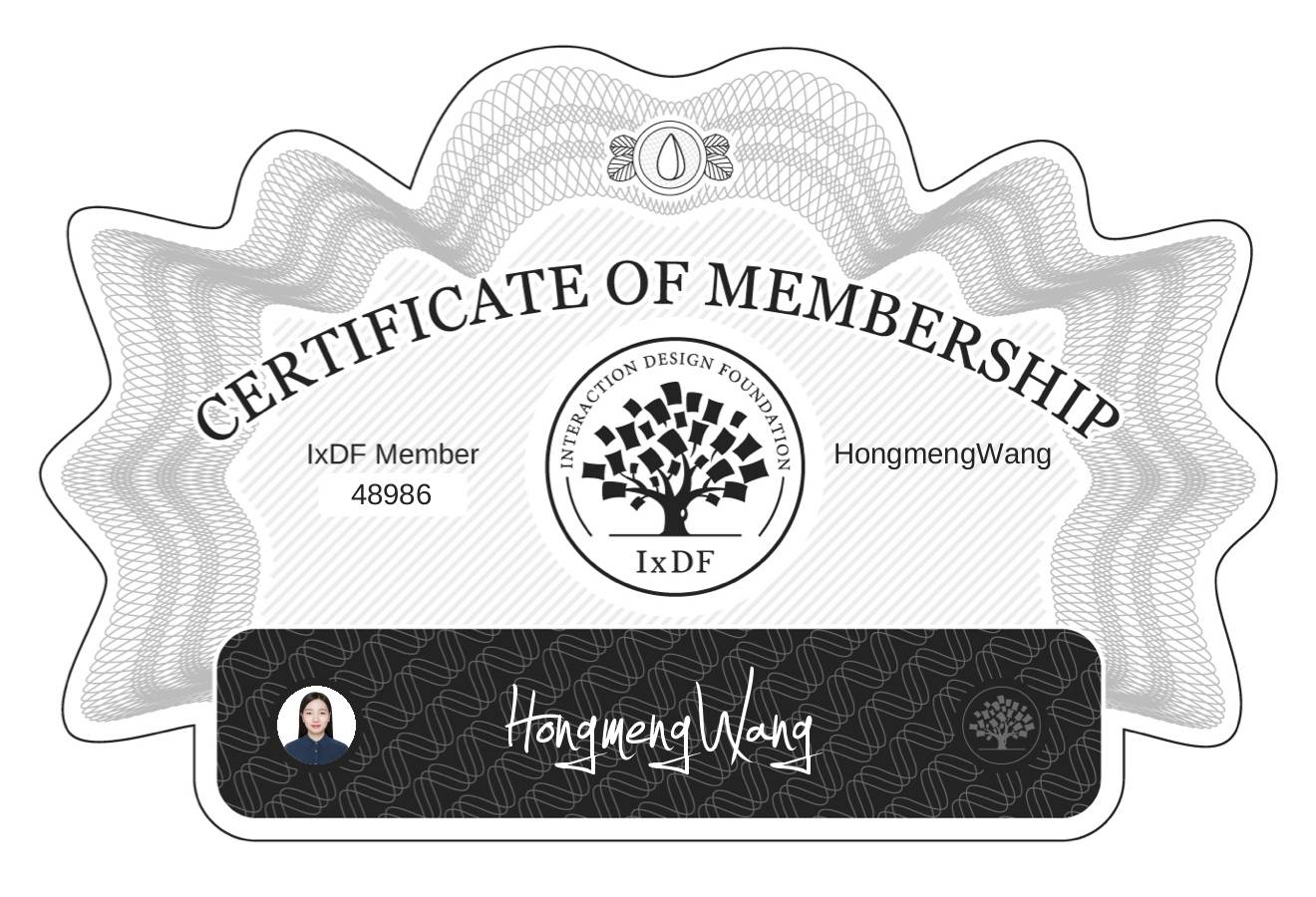 Certificate of Membership – HongmengWang