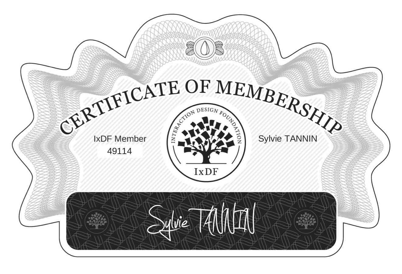 Certificate of Membership – Sylvie TANNIN