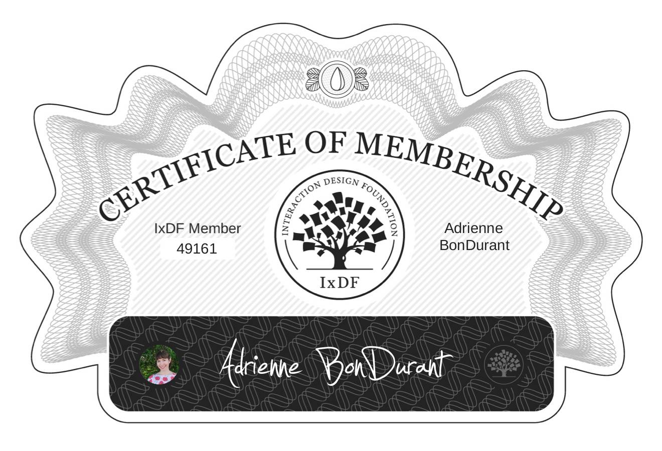 Certificate of Membership – Adrienne BonDurant