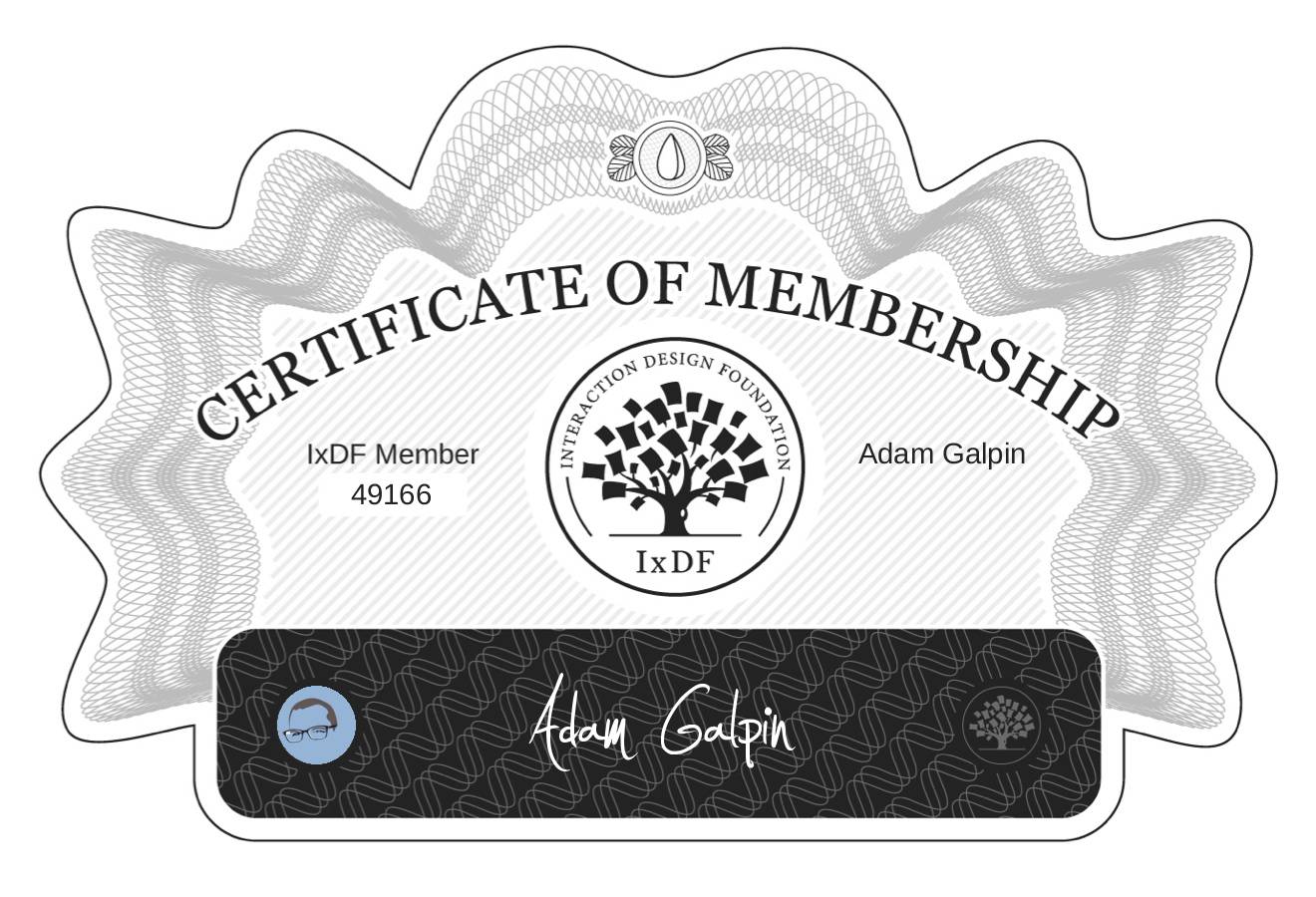 Certificate of Membership – Adam Galpin