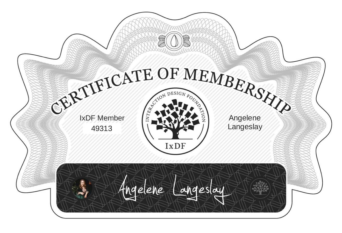 Certificate of Membership – Angelene Langeslay