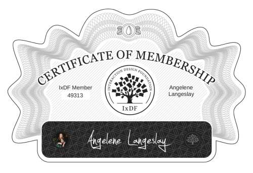 Certificate of Membership – Angelene Langeslay