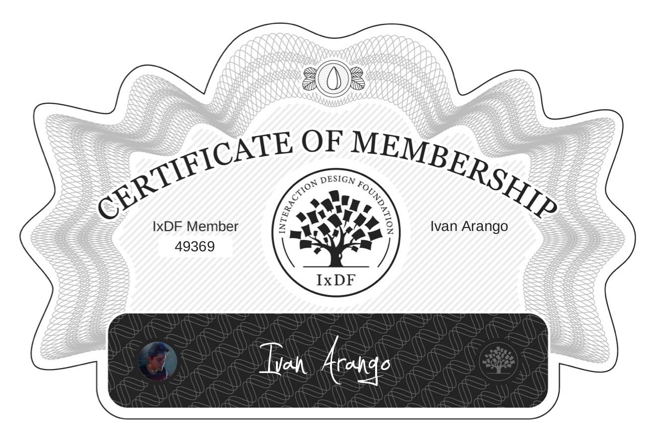 Certificate of Membership – Ivan Arango