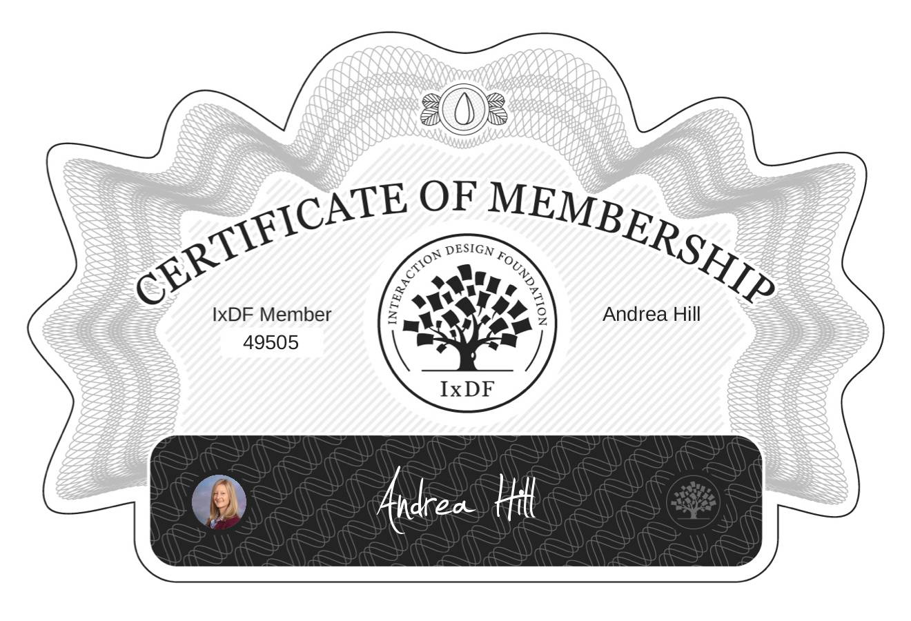 Certificate of Membership – Andrea Hill