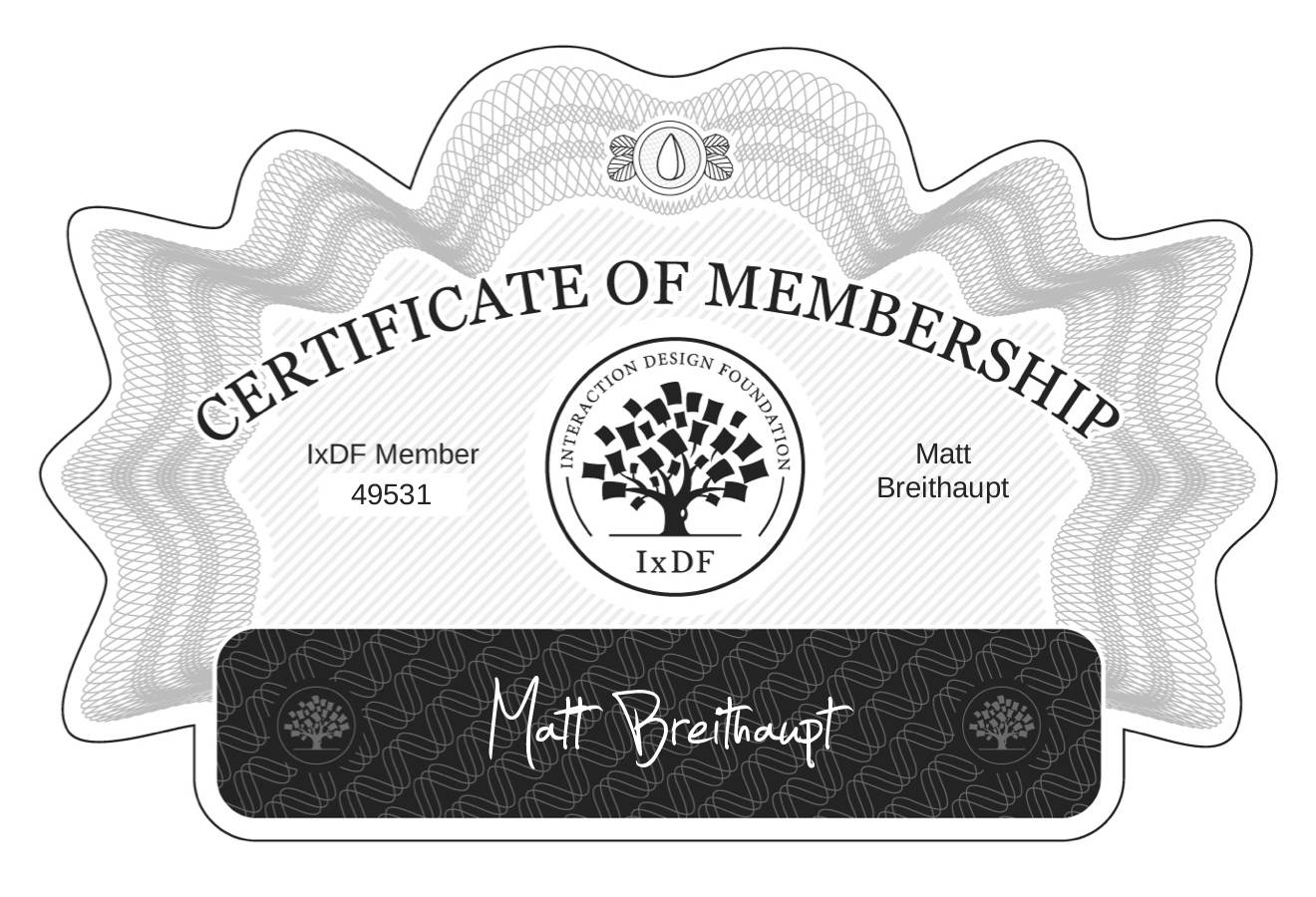 Certificate of Membership – Matt Breithaupt