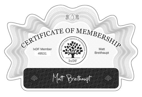 Certificate of Membership – Matt Breithaupt
