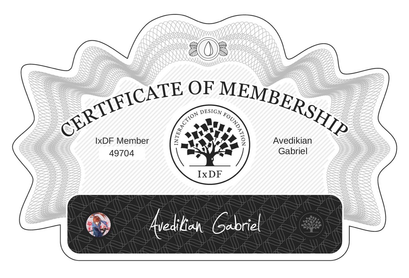 Certificate of Membership – Avedikian Gabriel