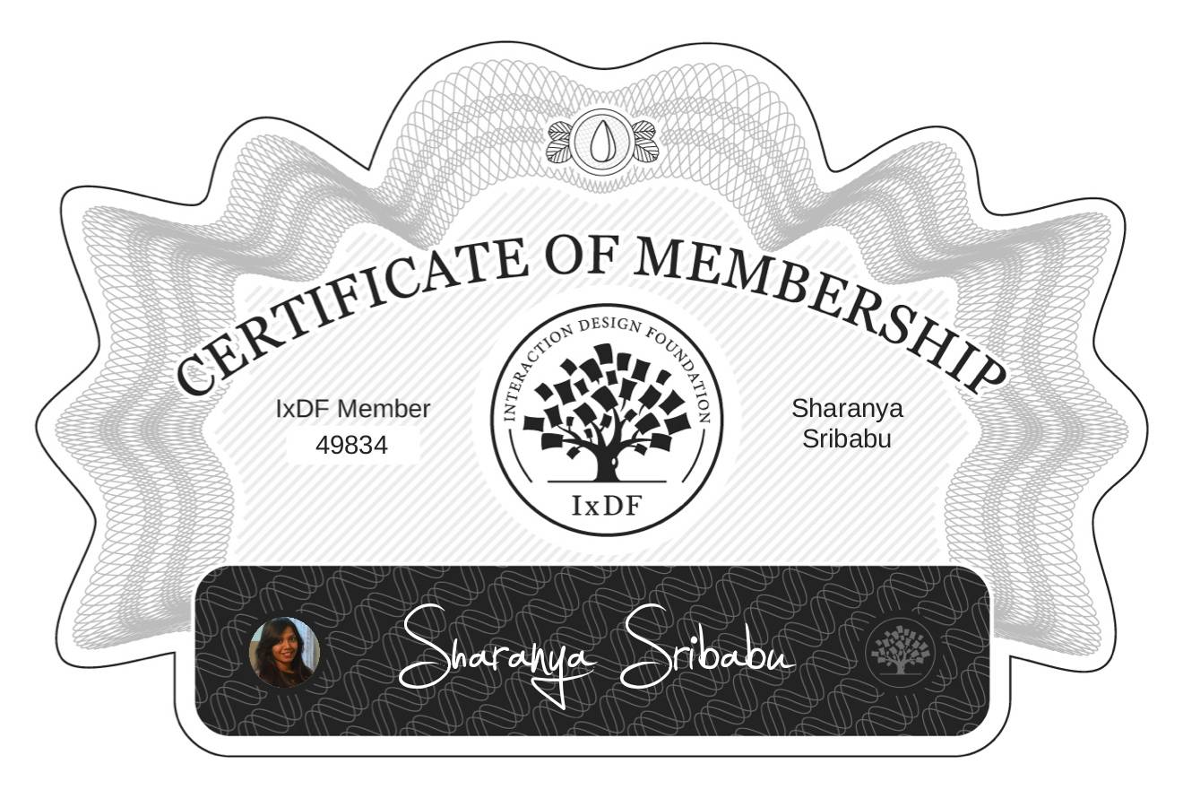 Certificate of Membership – Sharanya Sribabu