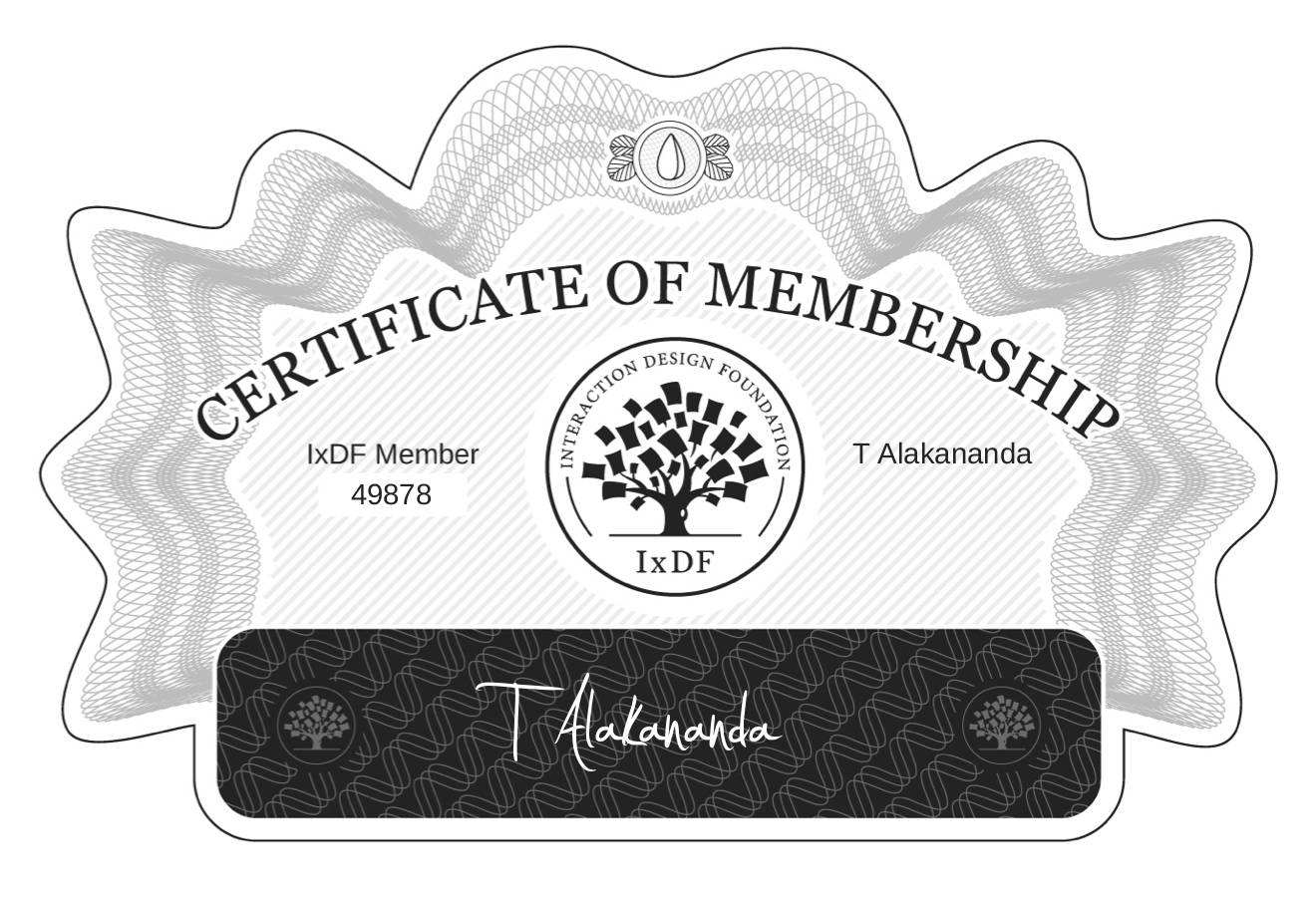 Certificate of Membership – T Alakananda