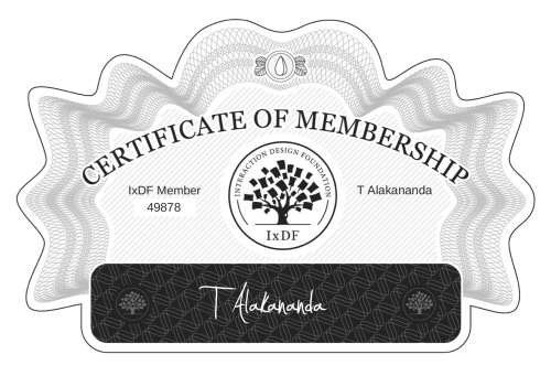 Certificate of Membership – T Alakananda
