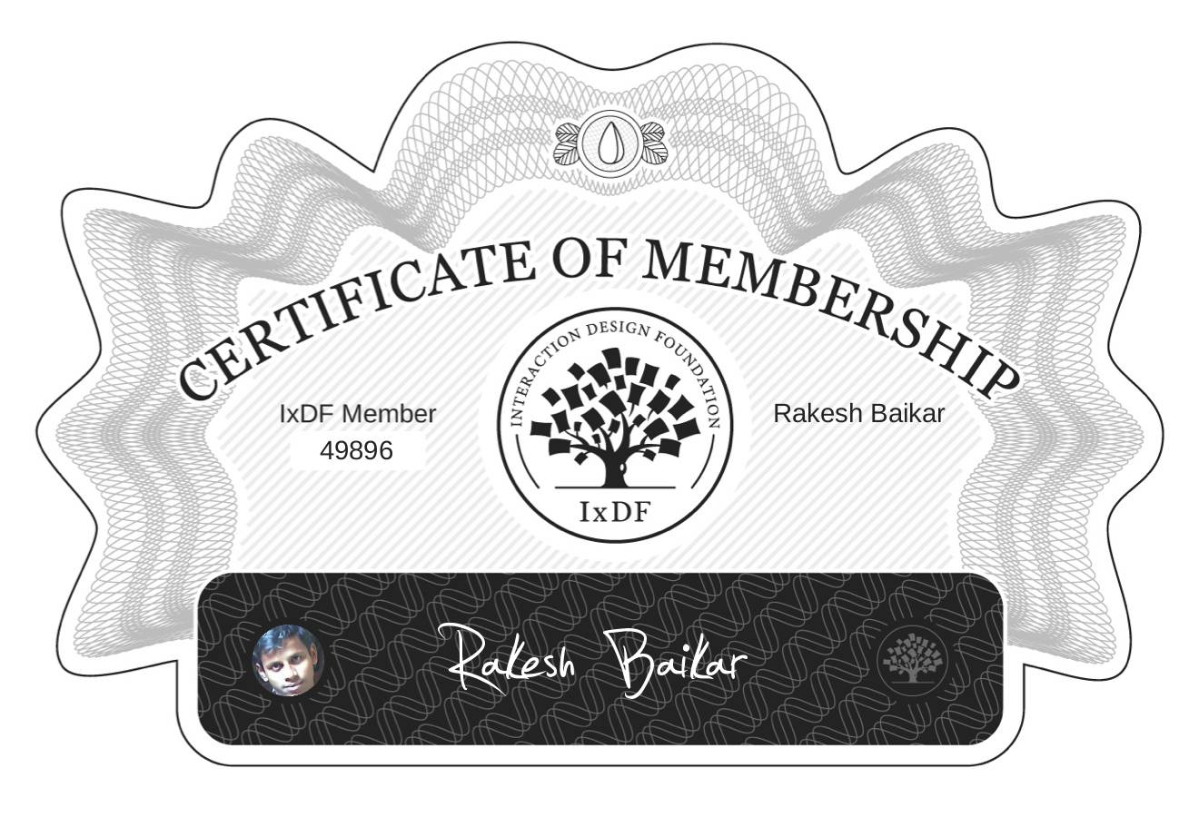 Certificate of Membership – Rakesh Baikar