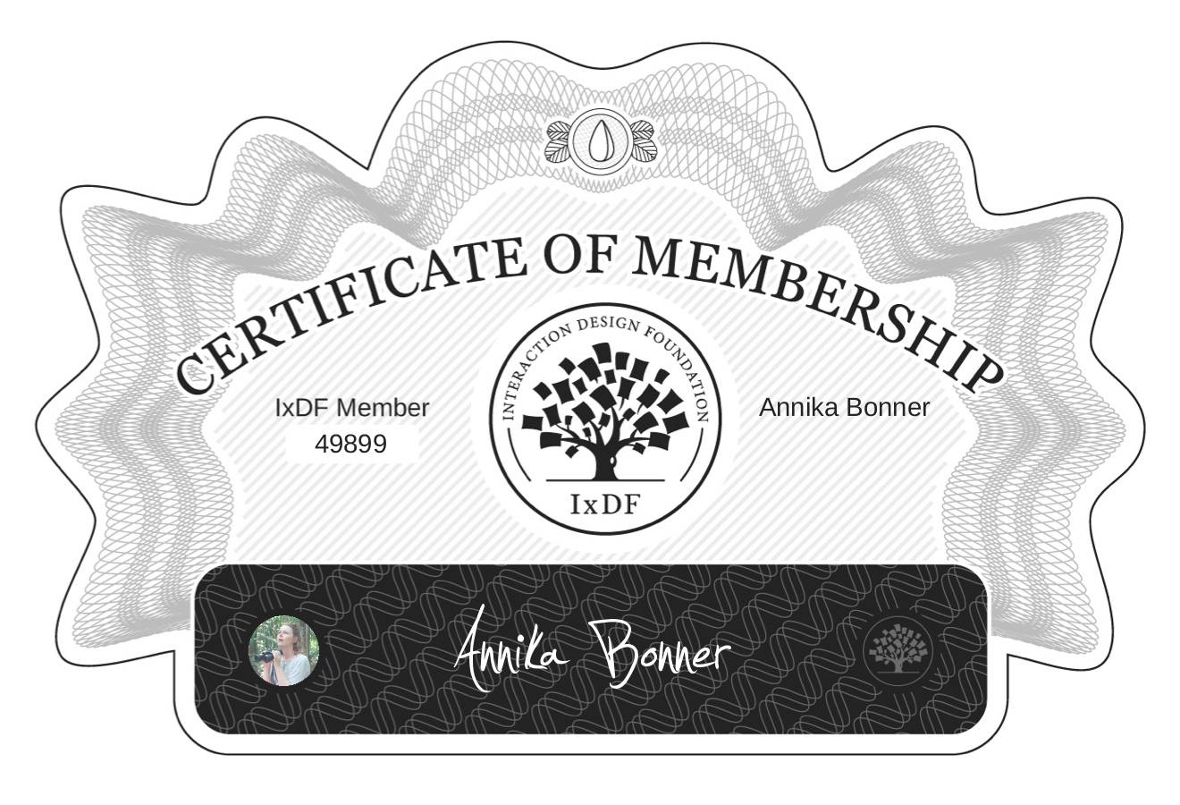 Certificate of Membership – Annika Bonner