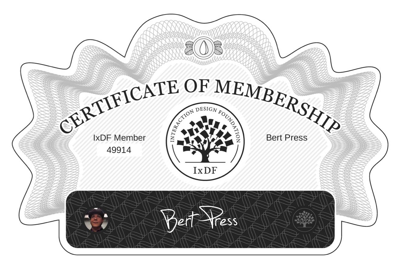 Certificate of Membership – Bert Press