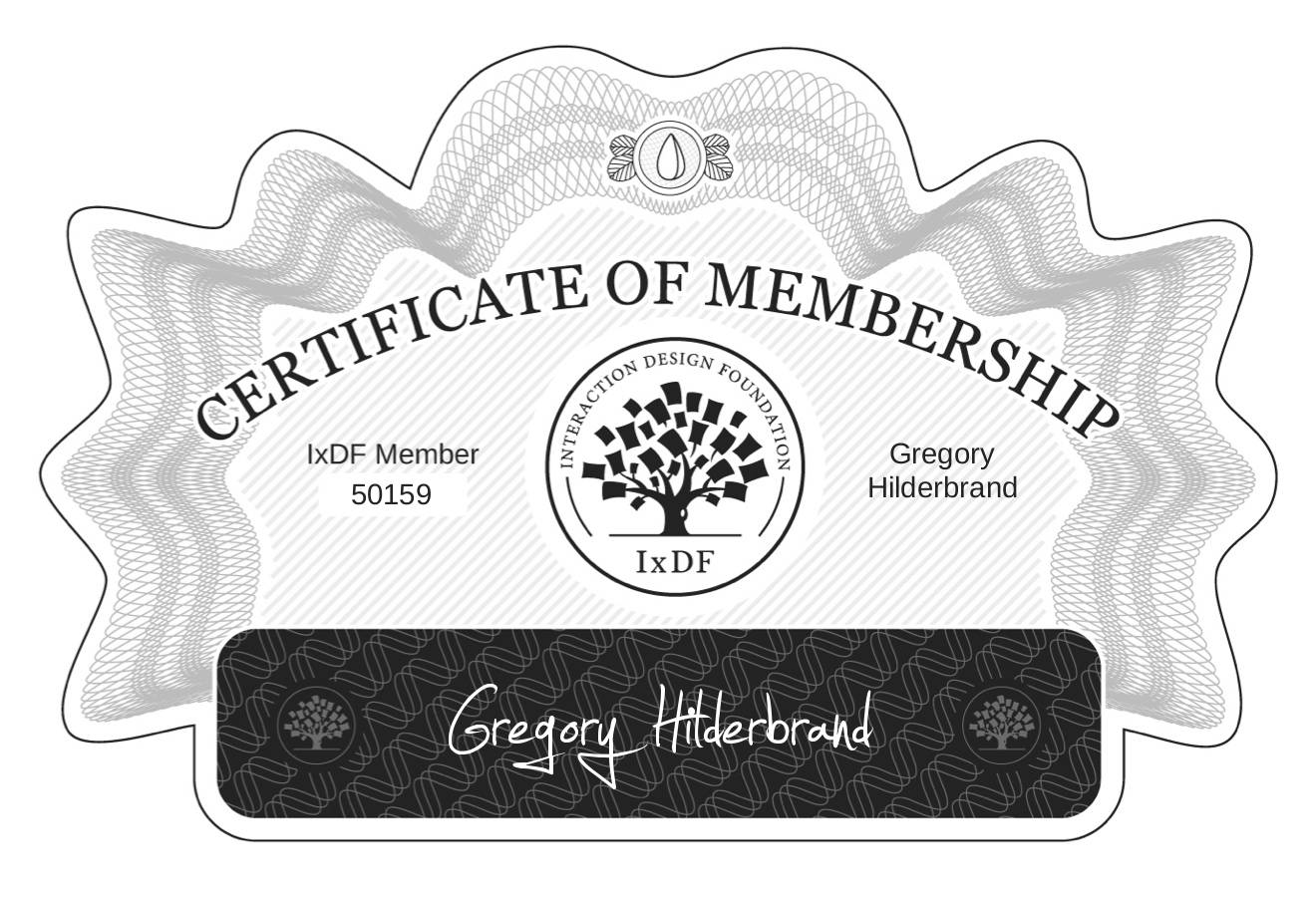 Certificate of Membership – Gregory Hilderbrand