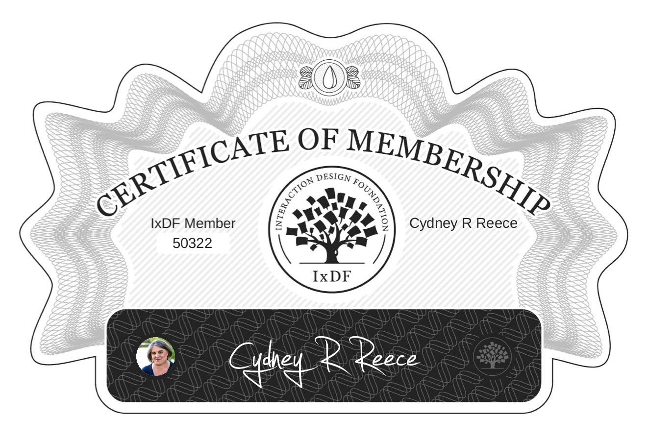 Certificate of Membership – Cydney R Reece