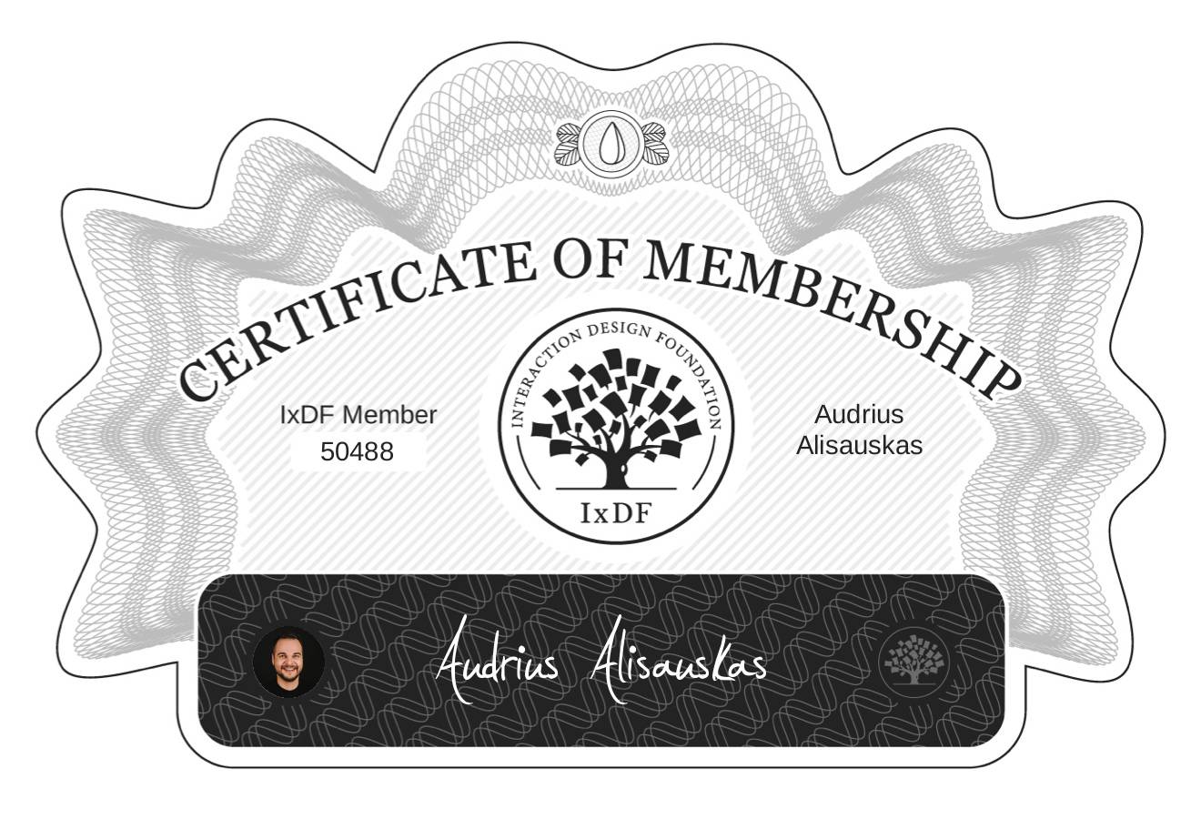 Certificate of Membership – Audrius Alisauskas