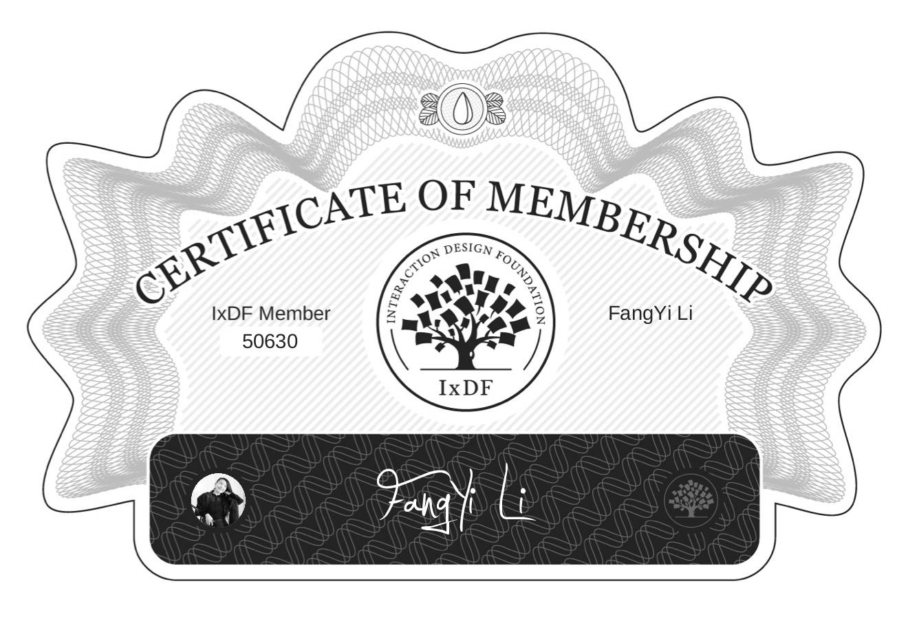 Certificate of Membership – FangYi Li